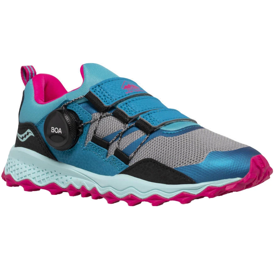 Saucony Peregrine 12 Shield Boa Girls Running Shoes - Turq/pink 2 Saucony Peregrine 12 Shield Boa Girls Running Shoes - Turq/pink - Image 2